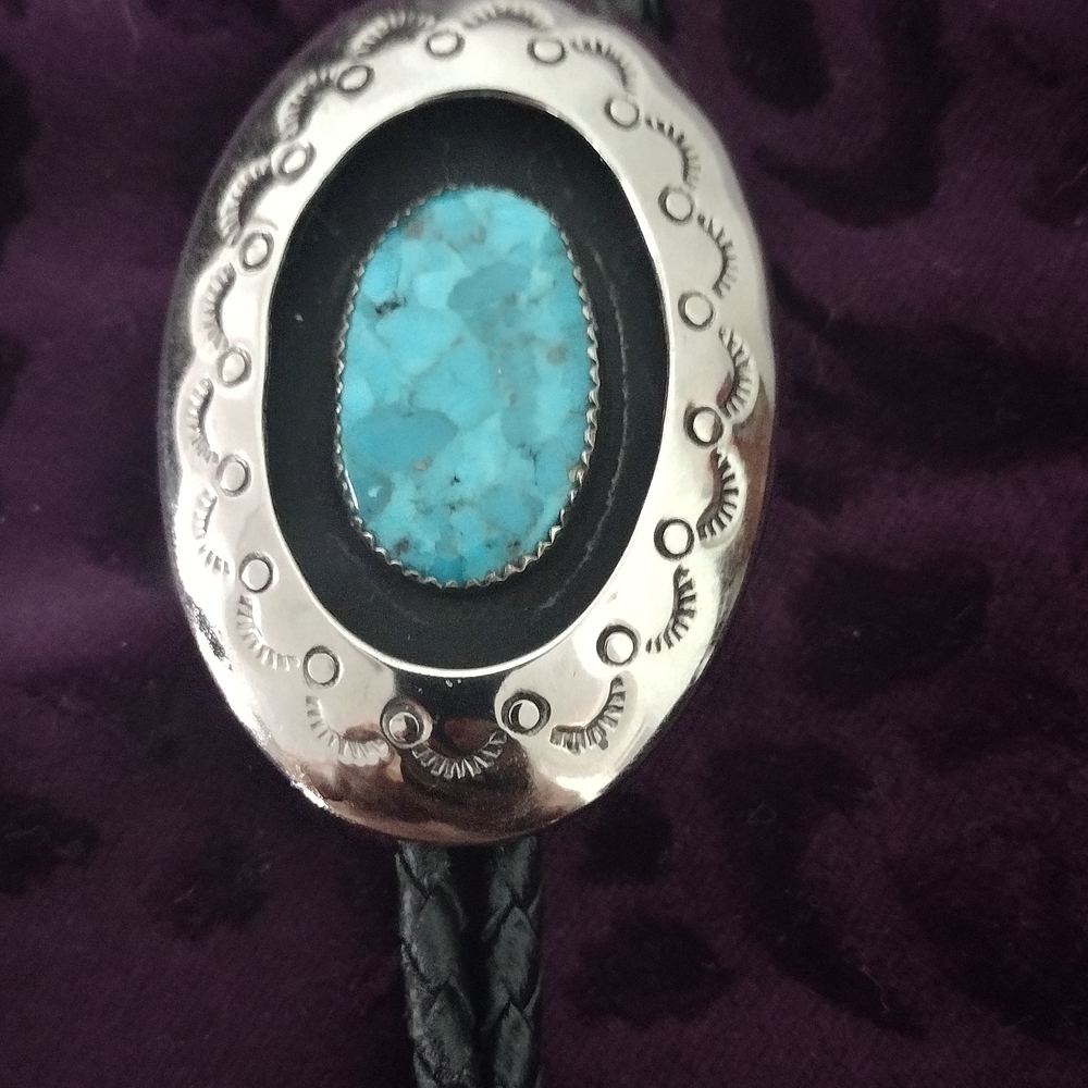 Silver and Turquoise Bolo Tie